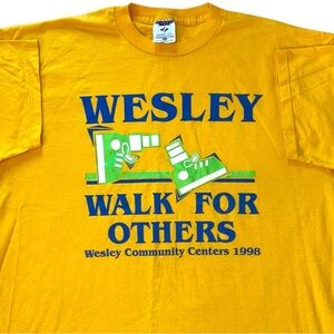 1998 VINTAGE WESLEY WALK FOR OTHERS YELLOW TEE XL